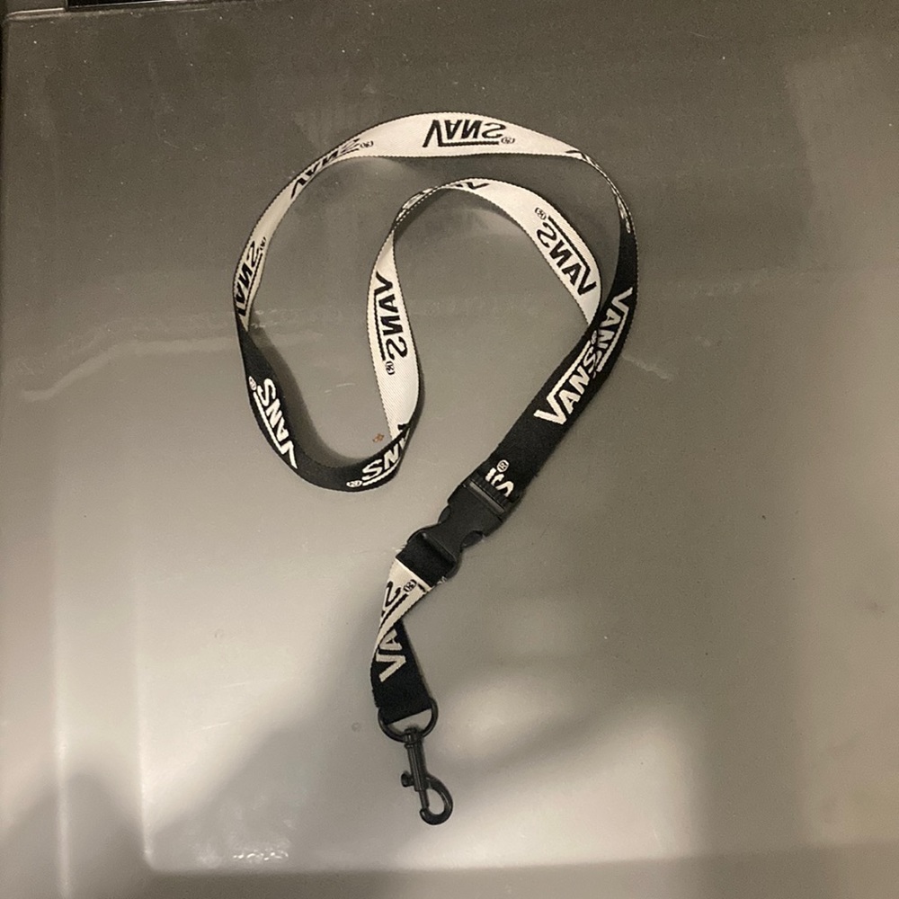 vans black and white lanyard